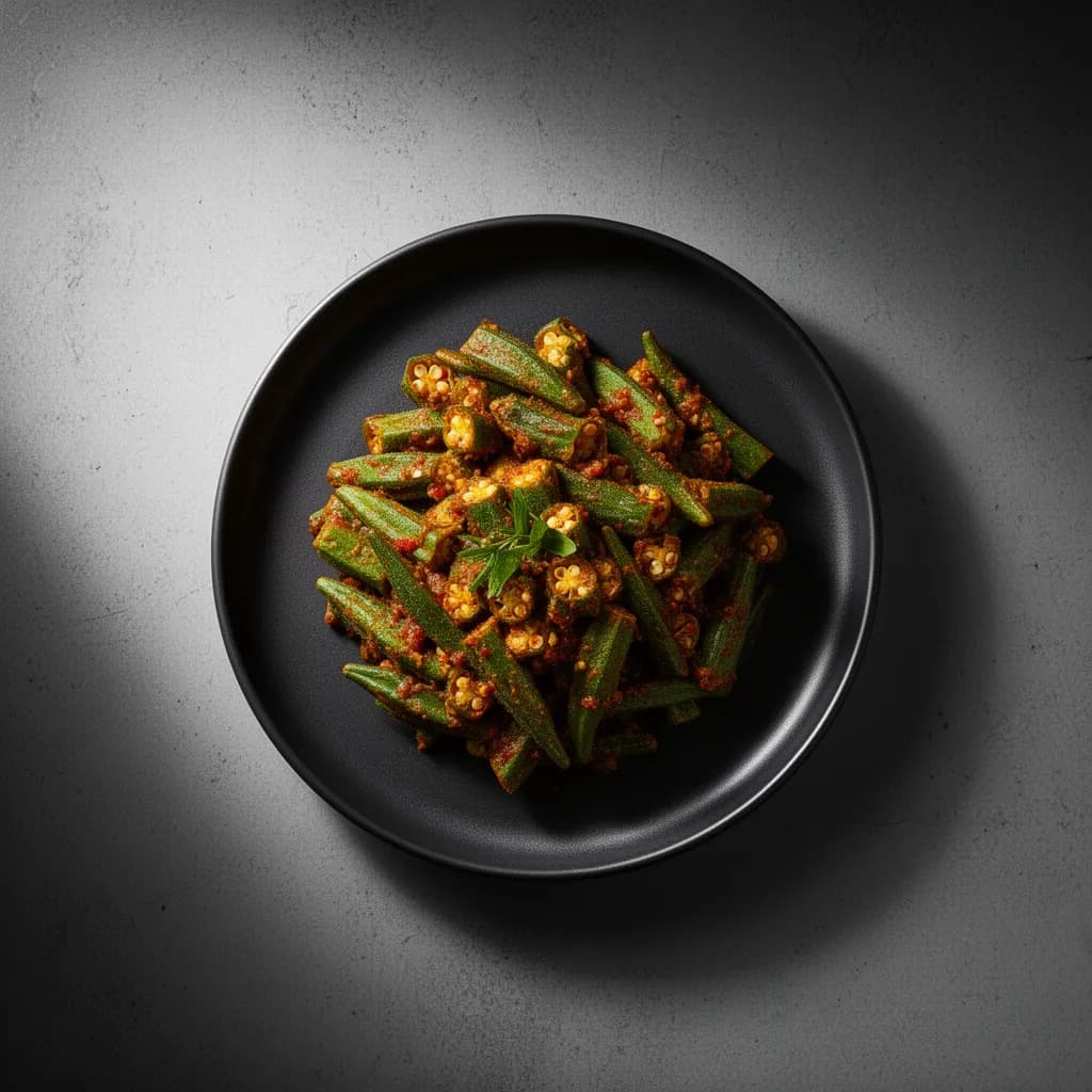 Bhindi Masala — restaurant-quality dish photo for an online ordering menu